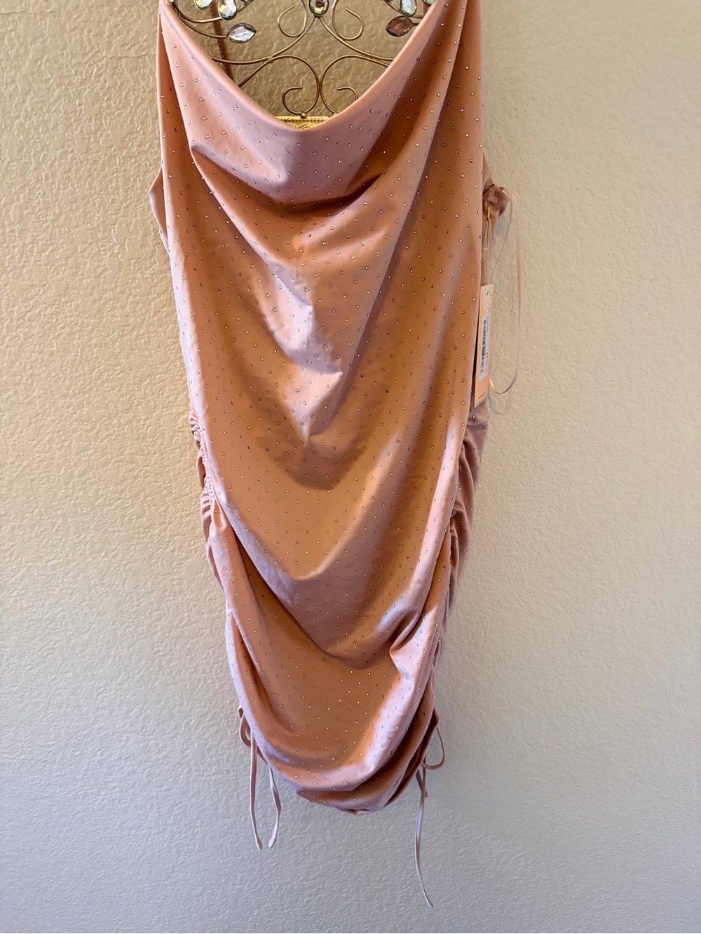 Elegant Rose Pink Draped Accent Dress - Unbranded